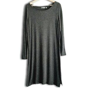 REITMANS Tunic Dress Side Slits Fine Knit Sweater Knee Length Grey Sz M